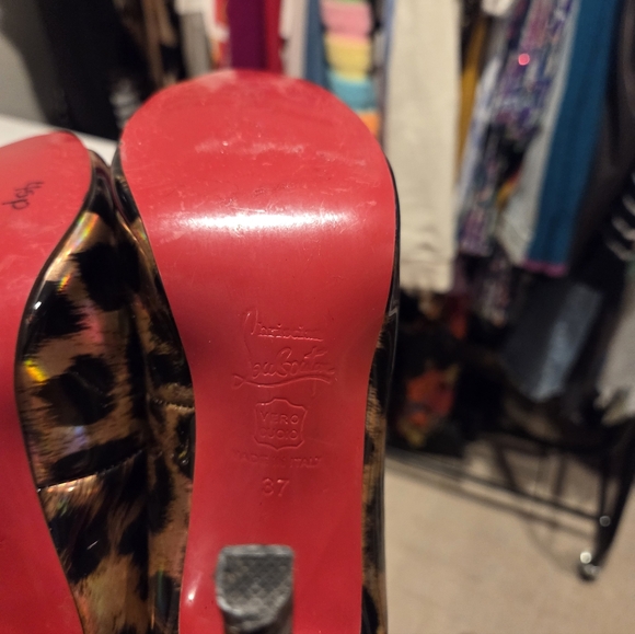 Christian Louboutin Pumps Leopard Print Peep Toe Heels - Picture 11 of 12